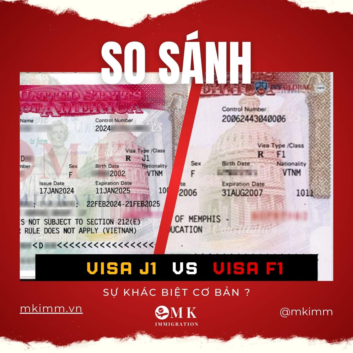 So sánh Visa J1 và Visa F1