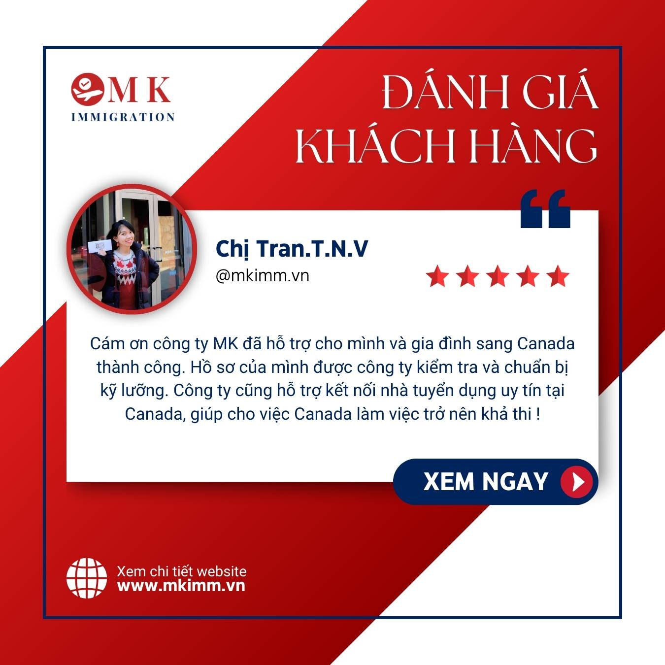 Chúc mừng Tran.T.N.V & gia đình định cư Canada thành công
