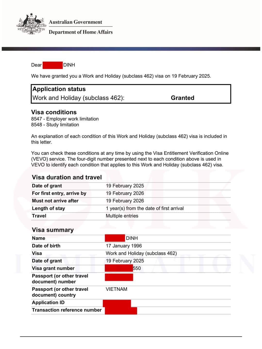visa 462 optimize