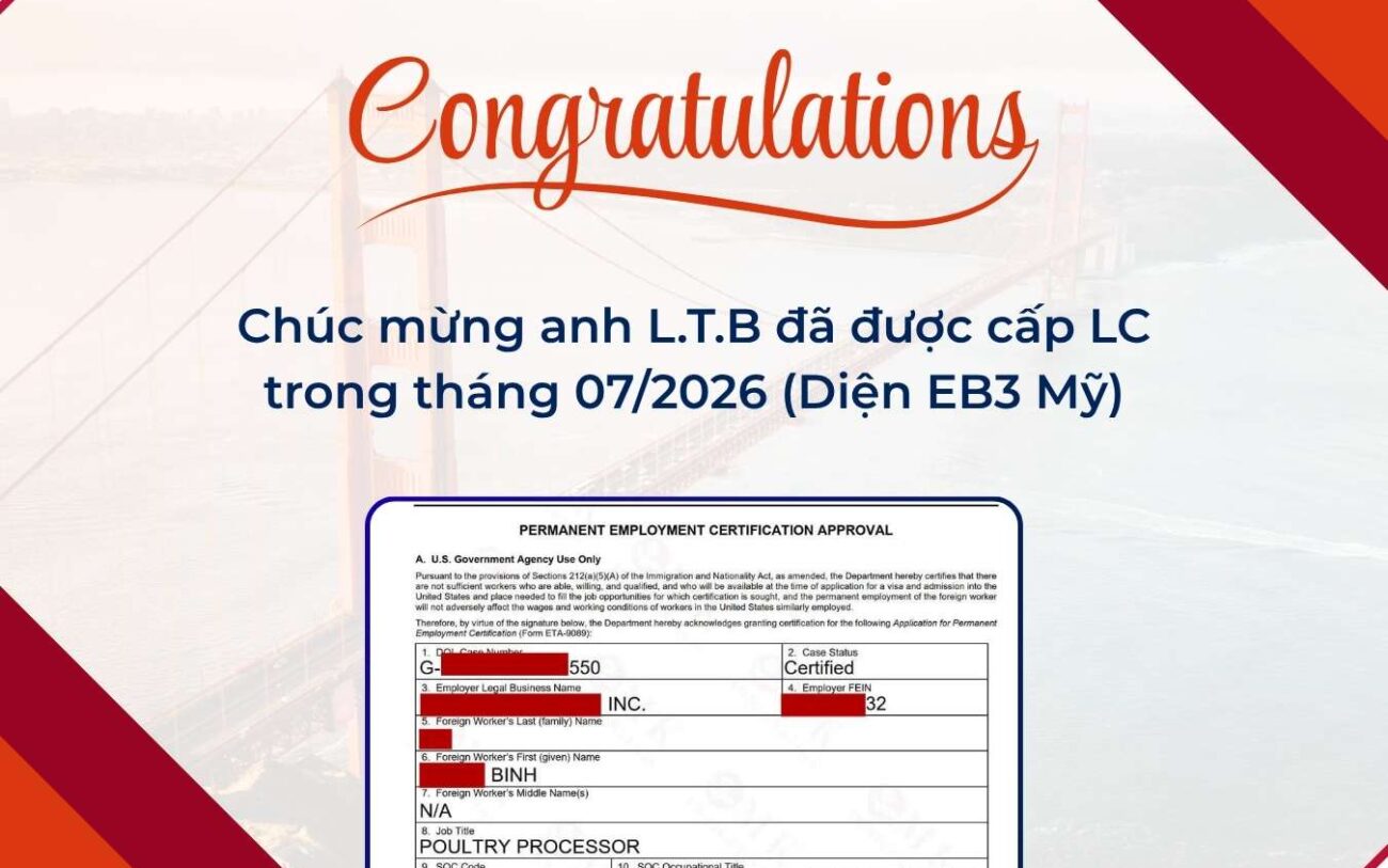 Chúc mừng anh L.T.B đã được cấp LC