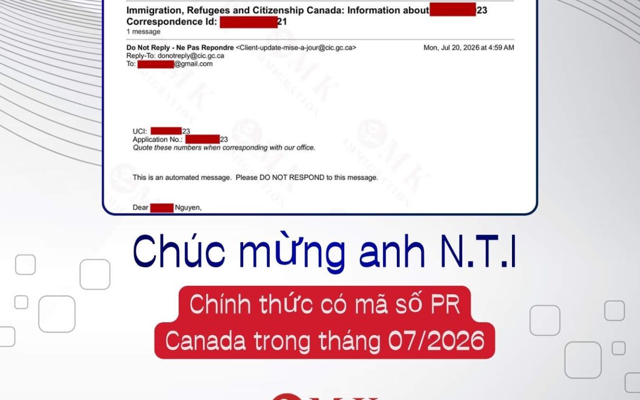 Chúc mừng anh N.T.I chính thức có mã số PR Canada
