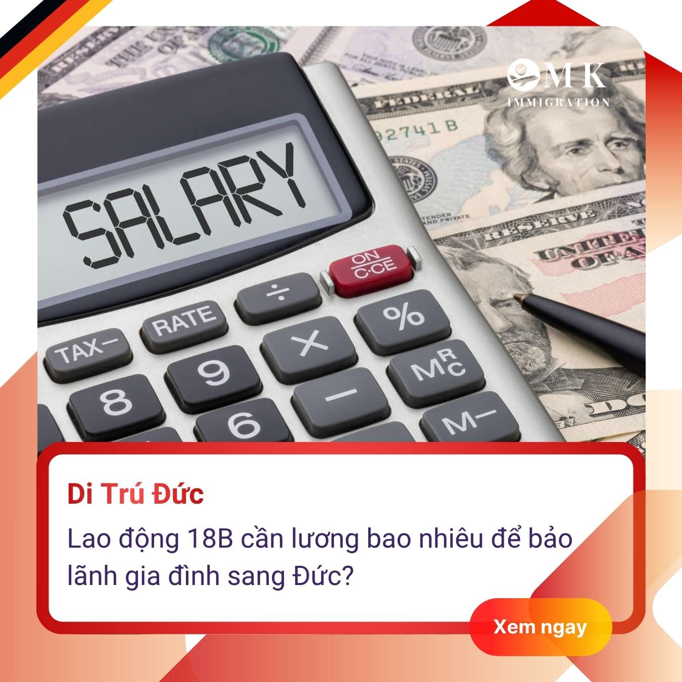 Lao động 18B cần lương bao nhiêu để bảo lãnh gia đình sang Đức?
